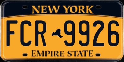 NY license plate FCR9926