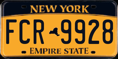 NY license plate FCR9928