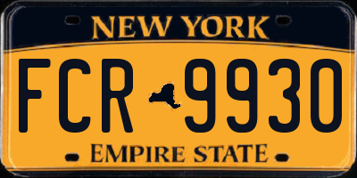 NY license plate FCR9930