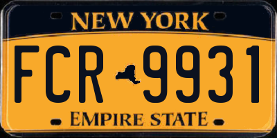 NY license plate FCR9931
