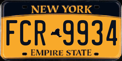NY license plate FCR9934