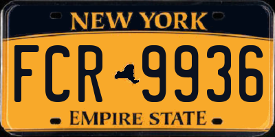 NY license plate FCR9936
