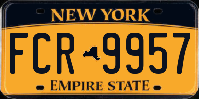 NY license plate FCR9957