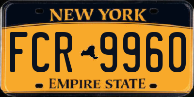 NY license plate FCR9960
