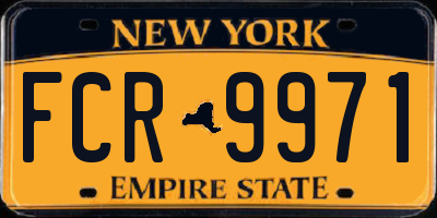 NY license plate FCR9971