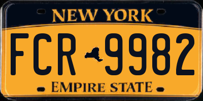 NY license plate FCR9982
