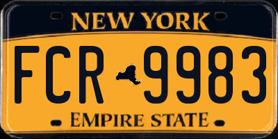 NY license plate FCR9983