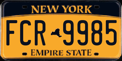 NY license plate FCR9985