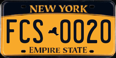 NY license plate FCS0020