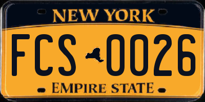NY license plate FCS0026