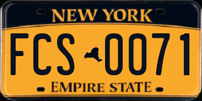 NY license plate FCS0071