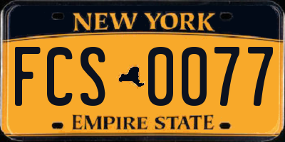 NY license plate FCS0077