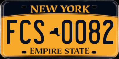 NY license plate FCS0082