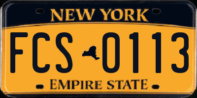 NY license plate FCS0113