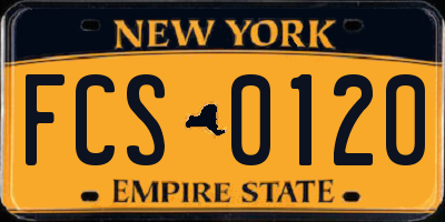 NY license plate FCS0120