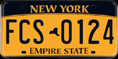 NY license plate FCS0124