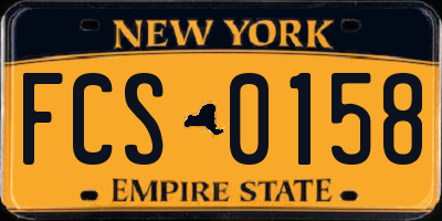 NY license plate FCS0158