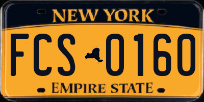 NY license plate FCS0160