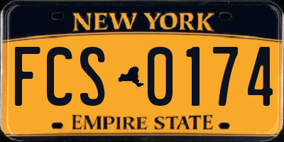 NY license plate FCS0174