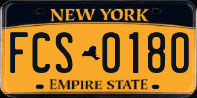 NY license plate FCS0180