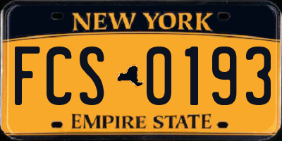 NY license plate FCS0193