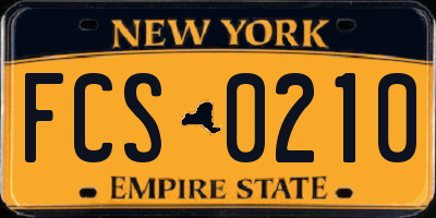NY license plate FCS0210