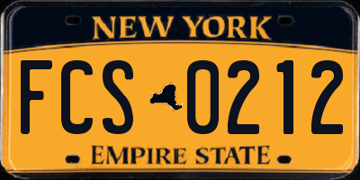 NY license plate FCS0212