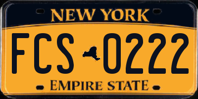 NY license plate FCS0222