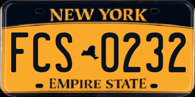 NY license plate FCS0232