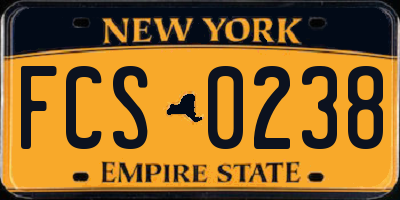 NY license plate FCS0238