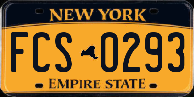 NY license plate FCS0293