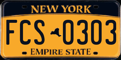 NY license plate FCS0303