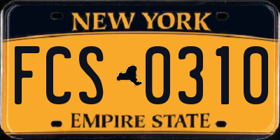 NY license plate FCS0310