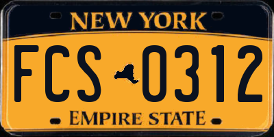 NY license plate FCS0312