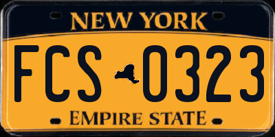 NY license plate FCS0323