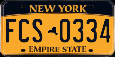 NY license plate FCS0334