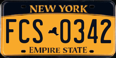 NY license plate FCS0342
