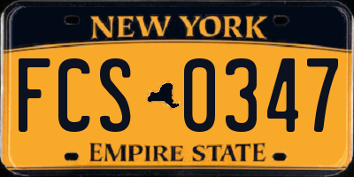 NY license plate FCS0347