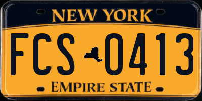 NY license plate FCS0413