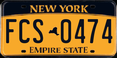 NY license plate FCS0474