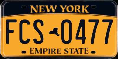NY license plate FCS0477