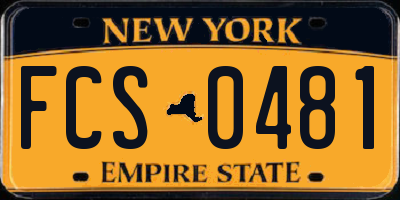 NY license plate FCS0481