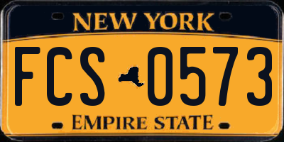 NY license plate FCS0573