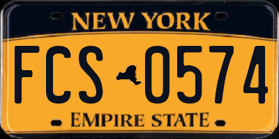 NY license plate FCS0574