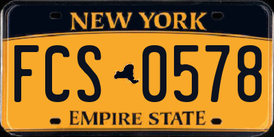 NY license plate FCS0578