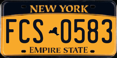 NY license plate FCS0583