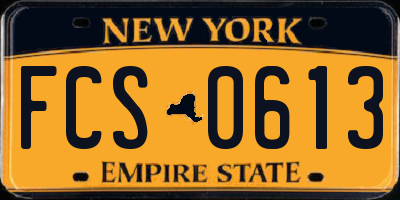 NY license plate FCS0613