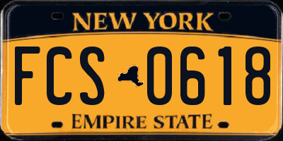 NY license plate FCS0618
