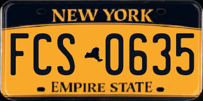 NY license plate FCS0635