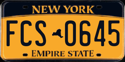 NY license plate FCS0645